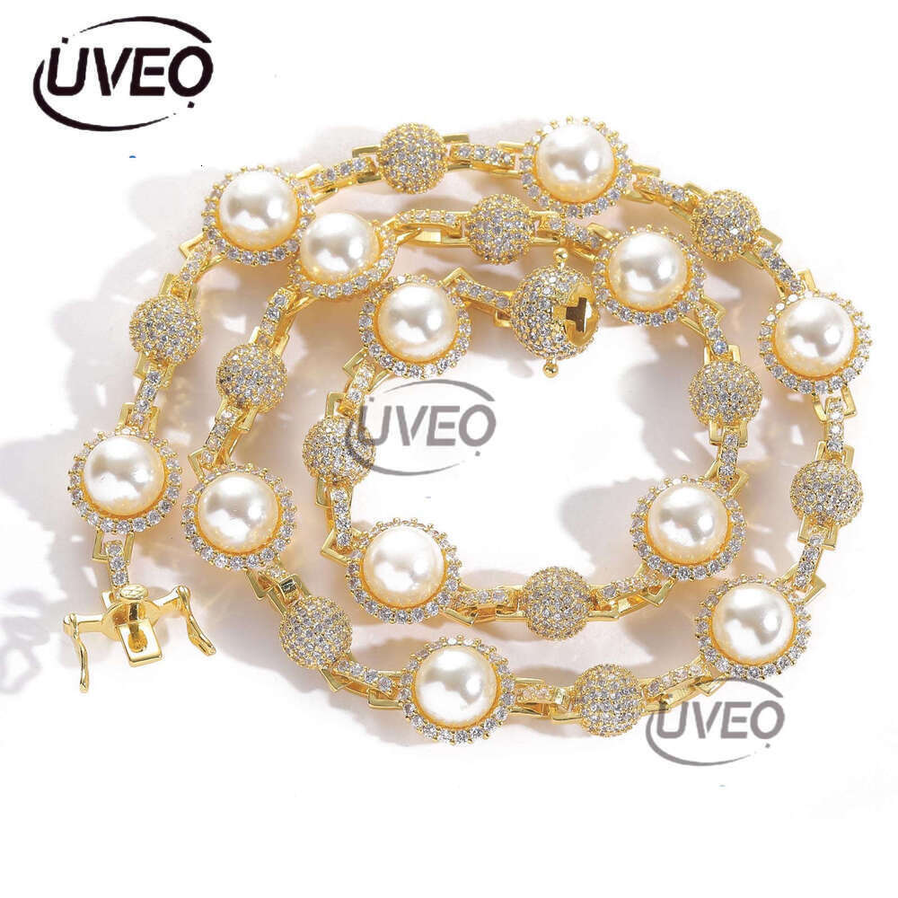 Luxury Hip hop Ice out VVS Moissanite Pearl necklace bracelet for men and women Free delivery