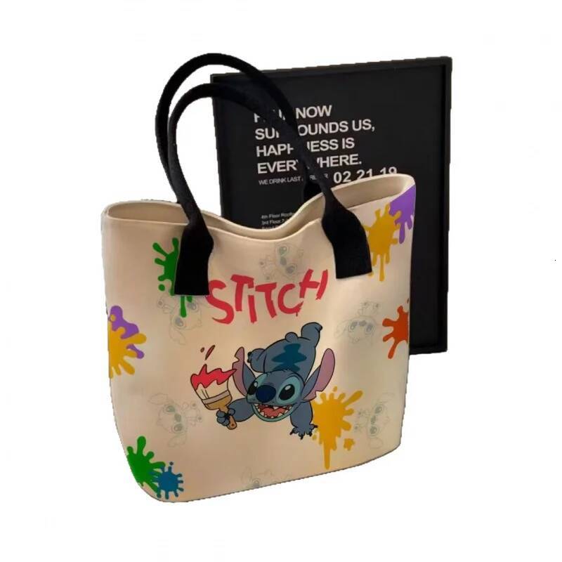 Cute Disney Handbag Cartoon Stitch Angel Canvas Shoulder Fashion Shopping Bag Holiday Gifts Anime Figure
