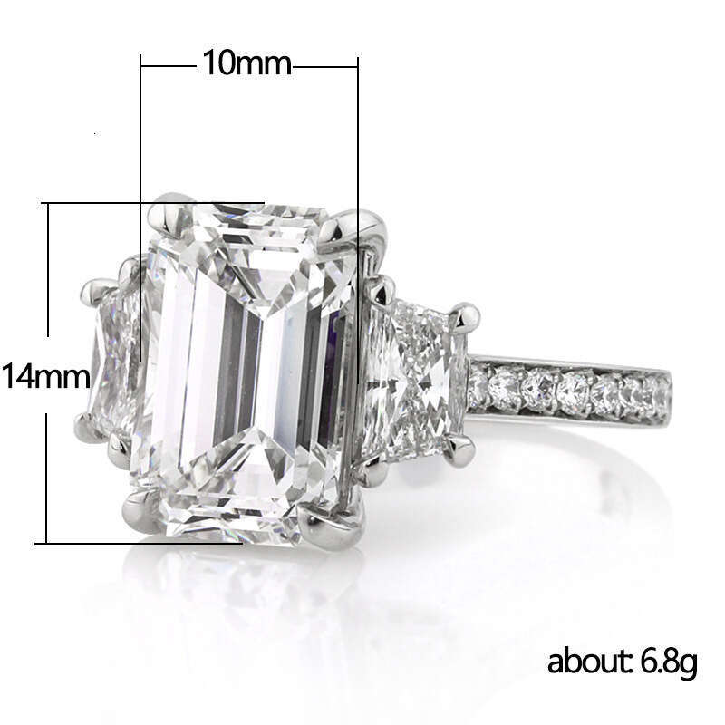 Fashion Engagement Wholesale Extra Large Square Zircon Simulated Women's Romantic Wedding Bride Ring