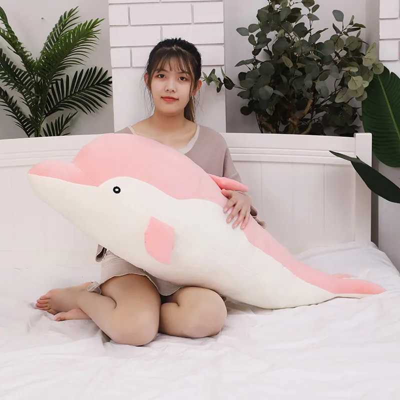 50-110cm Cartoon Dolphin Plush for Office Rest Sleeping Cute Soft Animal Childrens Toys Boy Girl Birthday GiftsM251119