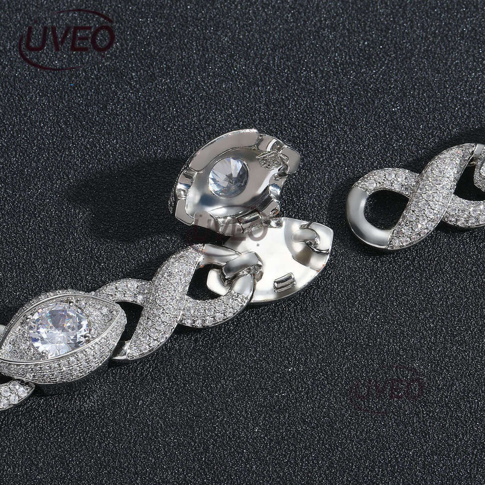 Luxury Hip Hop 15MM Infinite Eye 8-figure Cuban Chain with micro-inlaid Ice out VVS Moissanite, men's and women's bracelet Free delivery