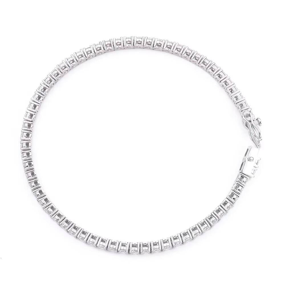 High Polished Fine Jewelry 3mm Gra 925 Silver White Gold Plated Moissanite Diamond Bracelets 6/65/7/75/8inch for Women for Men