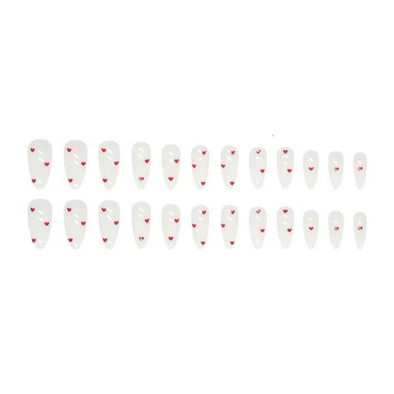 24 PCs Long Almond Shaped Fake Nails 1 Nail File 1 Piece of Jelly GlueT251118T251119