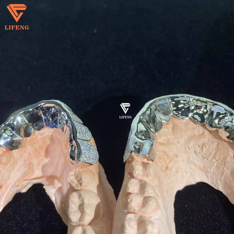 Lifeng Custom Perm Cut VVS Moissanite Grillz Hip Hop HoneyComb Pass Diamond Tester Sterling Silver Teeth Grillz Jewelry