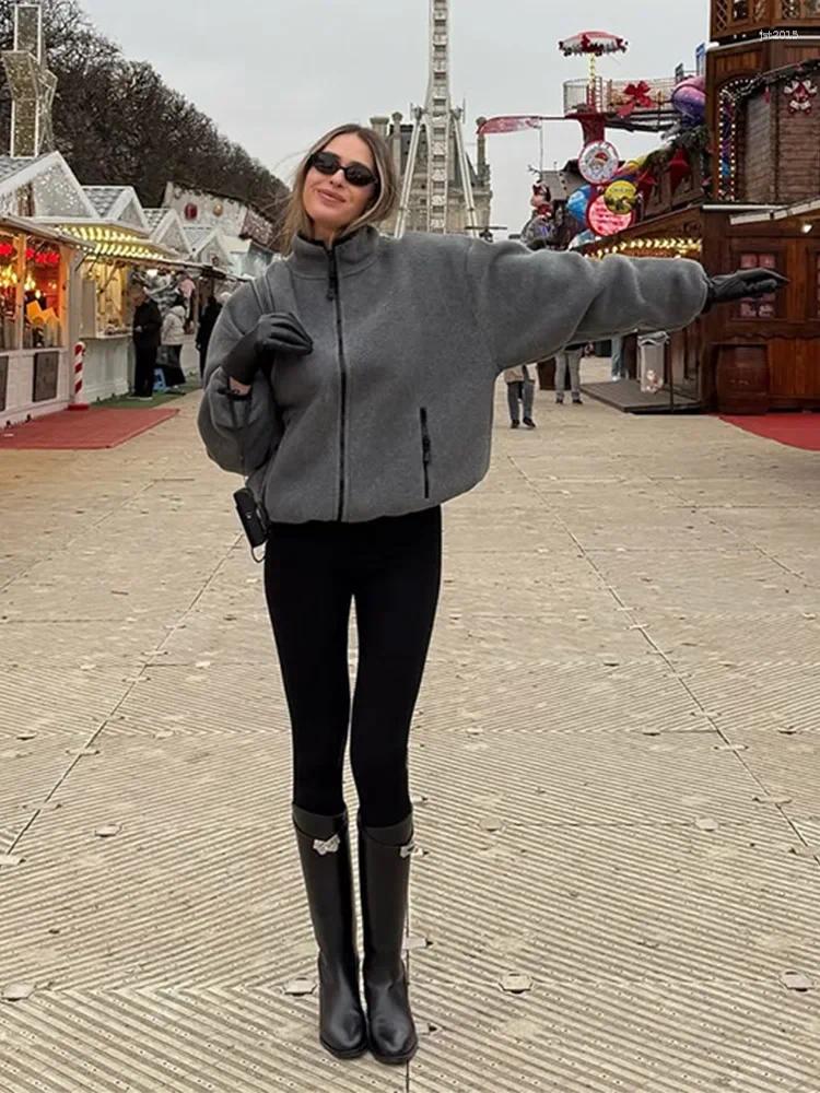 Women's Jackets Fashion Fleece Stand Collar Jacket Women Casual Zipper Drawstring Warm Thicken Coat Female 2025 Autumn Winter Lady Outwears