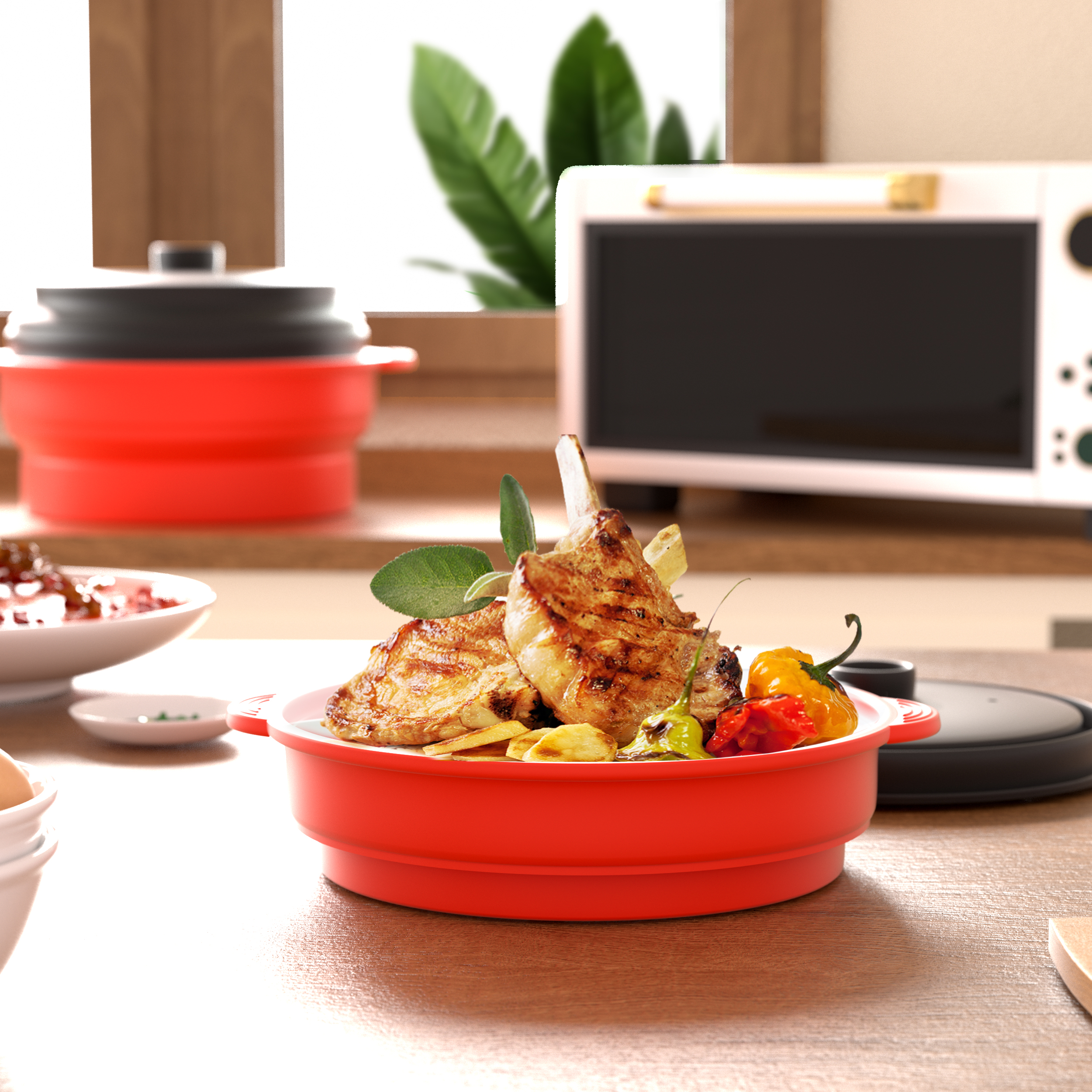 Multifunctional Microwave Silicone Folding Pan Kitchen Tool