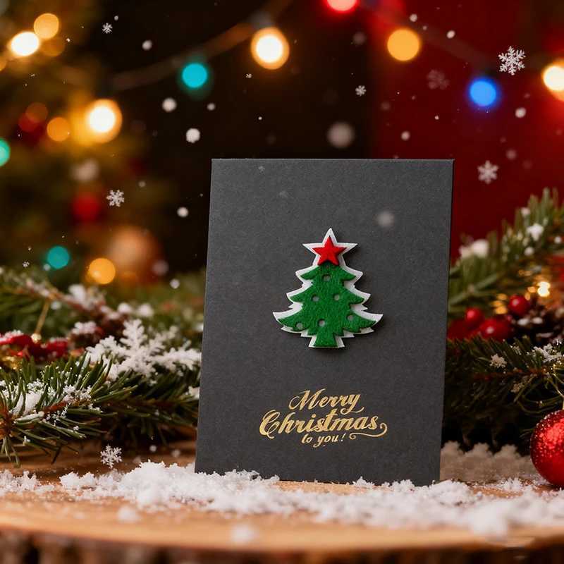 4PCS Christmas Greeting Card Set Grey Style Pearlescent Paper 3D Felt Invitations Postcards Christmas Party Gifts Souvenirs ZYF G251119