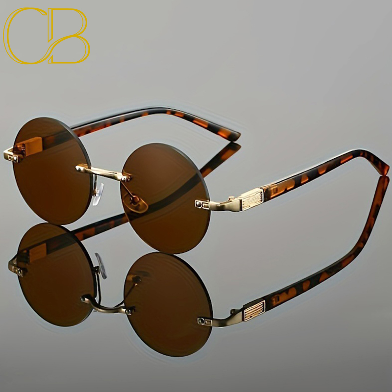 Rimless Round Sunglasses Vintage UV Protection for Men Daily Commute Retro for Women Beach Vacation Punk Style Lightweight for Urban Fashion Y2K Trave