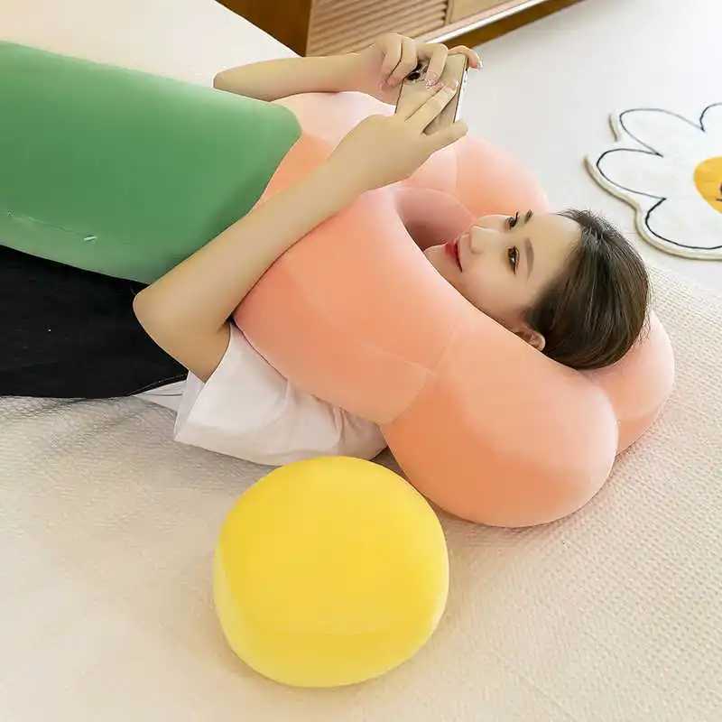 Long Flower Plush Body Cute Large Plush Cushion Soft Flower Decorative Stuffed Body Sleeping Back Cushion DecorM251119