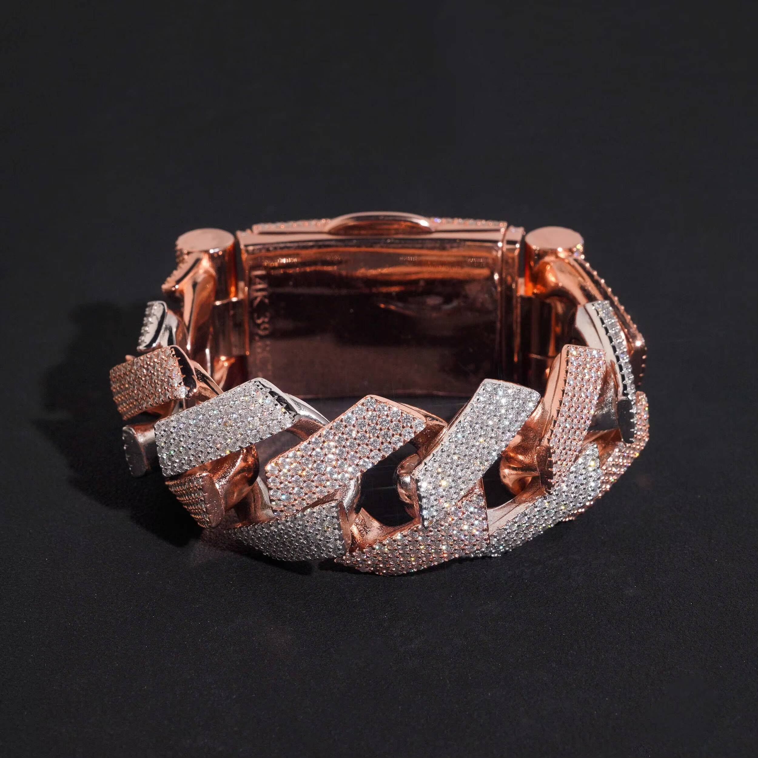 Pass Diamond Tester 28mm VVS Moissanite Diamond Cuban Bracelet Luxury 925 Sterling Silver VVS Mossanite Fashion Bracelet for Men