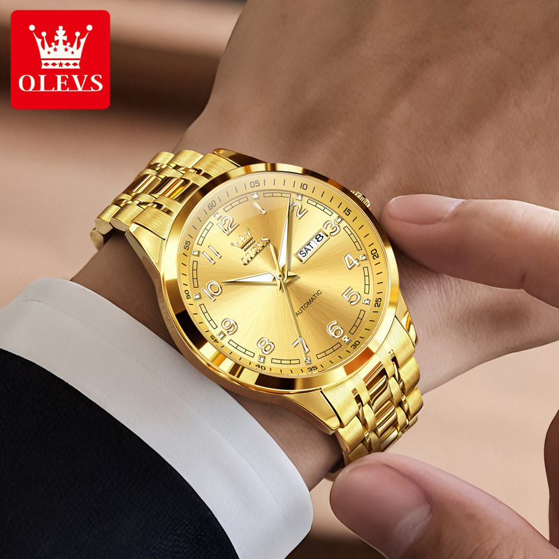 OLEVS Brand Designer Men S Watches Celebrity Endorsements Luxury Outdoor Luminous Waterproof Double Calendar Mechanical Men's Watches Free Shippi