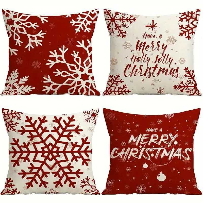 Festive Christmas s Set of 4 100 Plush with Hidden Zipper Perfect for Holiday Home Decor and Sofa Bedroom AccentsM251119