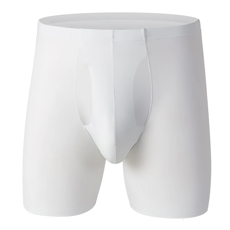 Mens Boxing Shorts Homme Slim Ice Silk Underwear Panites Solid Comfort Ushaped Convertible Pocket Cueca Calzoncillo 250417