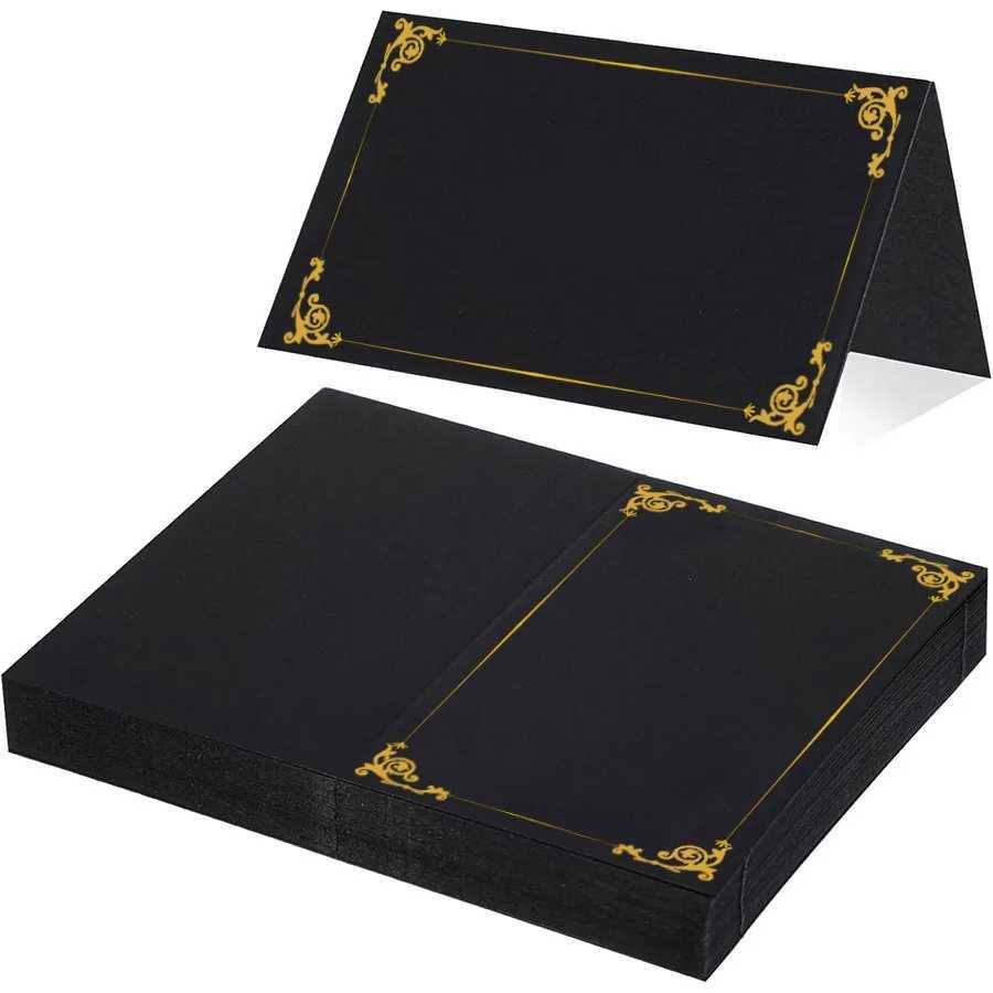 20/50/100pcs Half Fold Black Hot Stamping Wedding Seating Number Table Card Place Card Birthday Party Banquet Sign In Card G251119