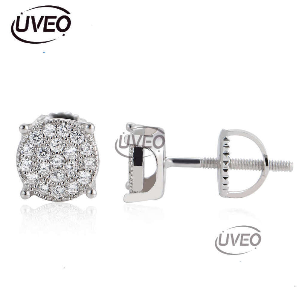 Luxury micro inlaid ice out VVS Moissanite round simple men women S earrings Hip Hop Free delivery