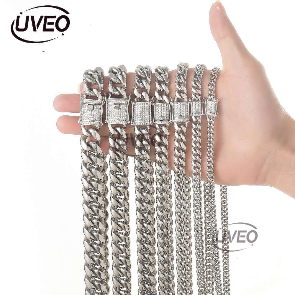 Luxury Hip Hop 6-18mm sterling silver Ice out VVS Moissanite Necklace Bracelet Cuban Chain Free delivery