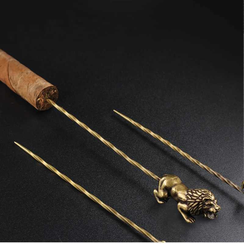 Brass Retro Cigar Pass Needle Cigar Drill Dredge Personty Engraved Cigar Needle Drill Cigar Knife Cigar Smoking AccessoriesC250419