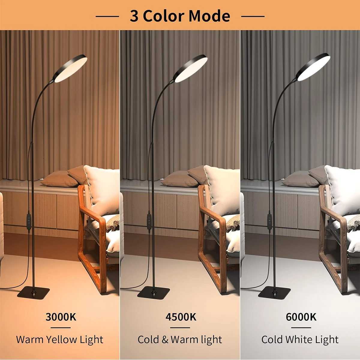 LED Floor Lamp Changeable Reading Lamp with Flexible Gooseneck Dimmable Table or Floor Standing Task Light for Indoor Room M251119
