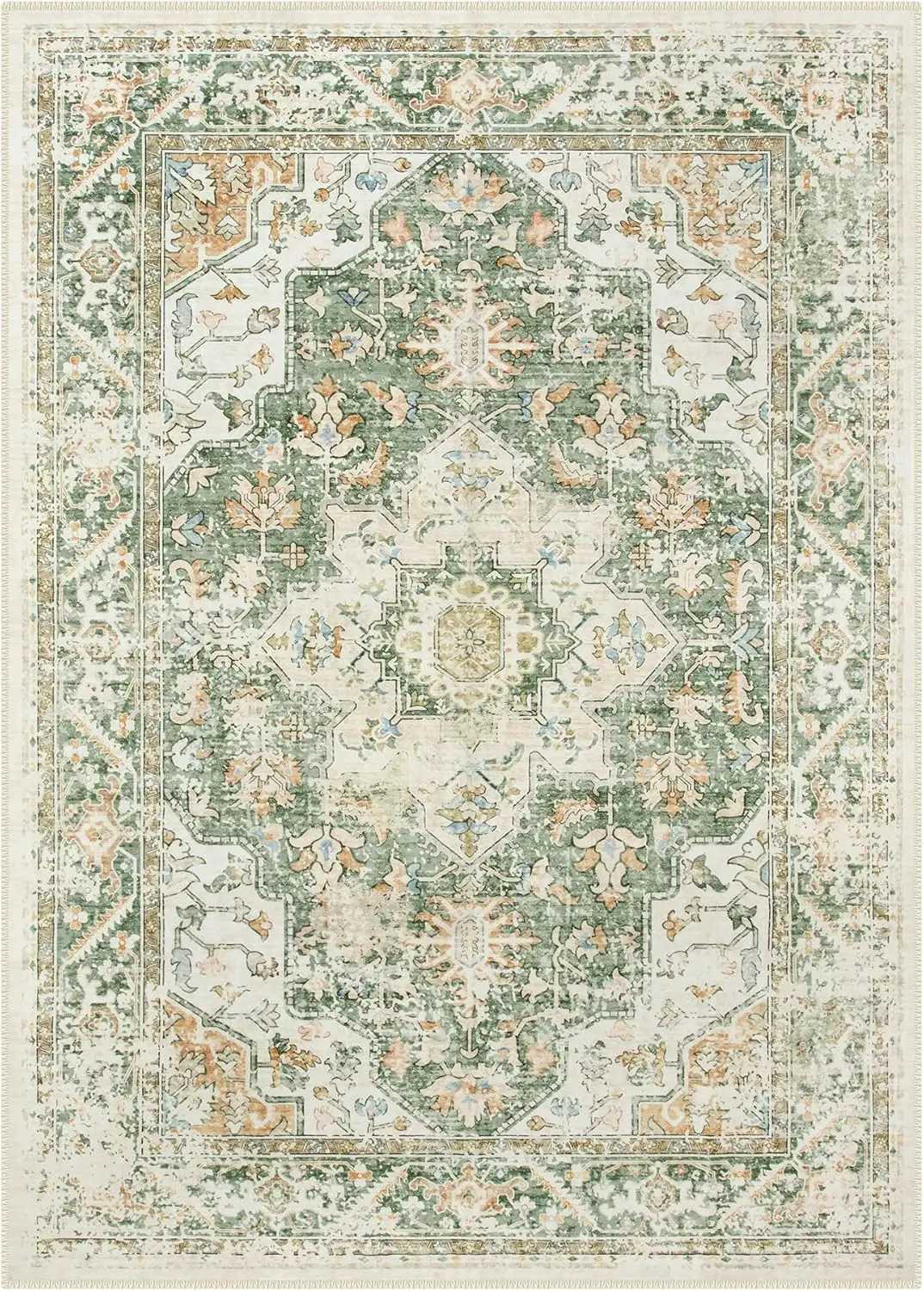 Washable Living Rug Soft Non-Slip Bedroom RugVintage Oriental Low-Pile Throw Indoor Dining Room Carpet for Home Office L1119 H260226