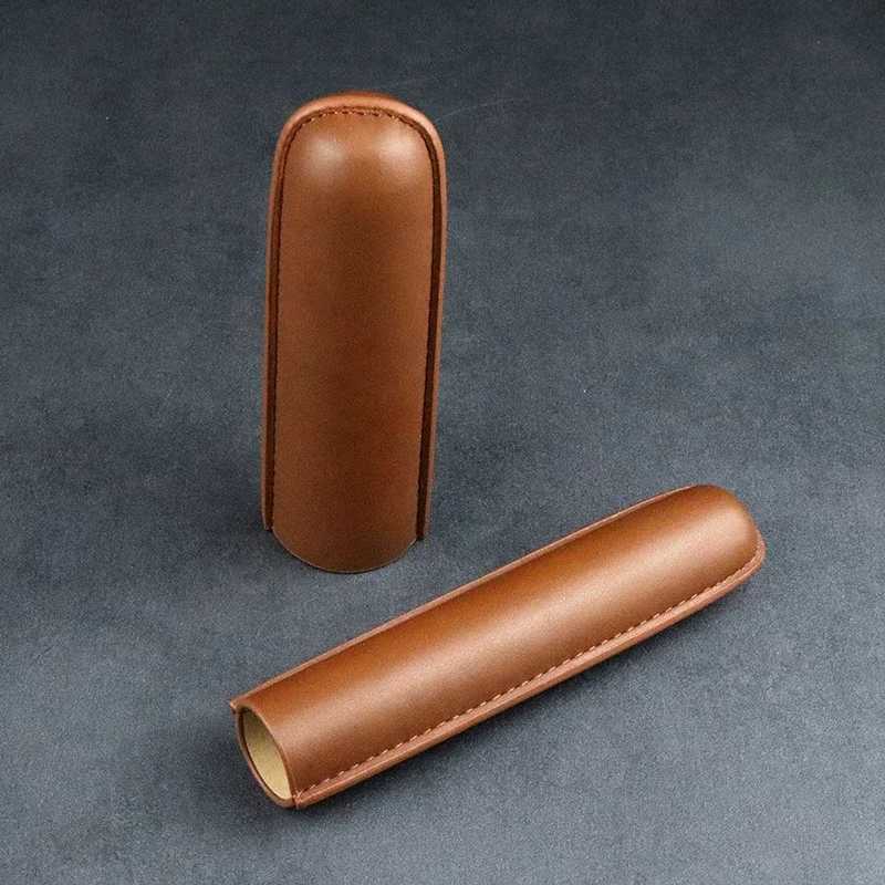 Leather Cigar Tube Humidor Portable Waterproof Cigar Tube Holder Travel Moisturizing Cigars AccessoriesC250419
