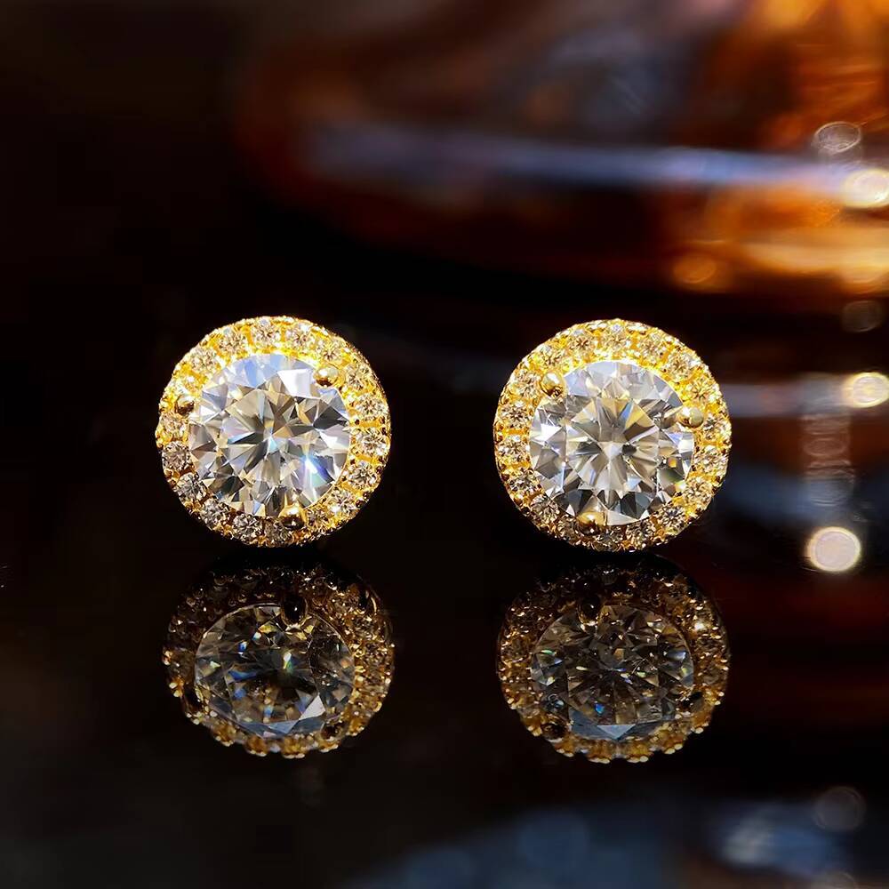 Vvs 88mm Moissanite Diamond Wedding Stud Earrings Screw Back Post for Women and Men