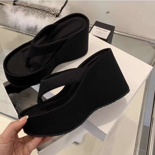 2025 Summer Hot Girl 10cm Platform Thick Sole Wedge Toe Clip-On Flip-Flops Women's Sandals Slippers Elegant Outdoor Wear