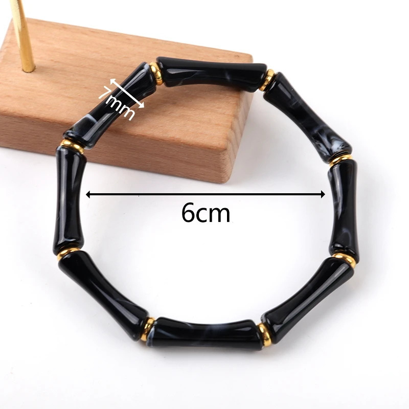 3pcs Leopard Acrylic Bamboo Womens Hand Bracelets Retro Stack Thin Tube Beaded Elastic Bracelet Bangle Couple Jewelry Gift 250418