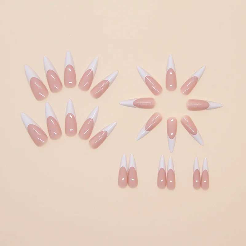 24 pieces of French minimalist short nails pressed nails fashionable womens wearing nails including 1 jelly and 1 nail fileT251118T251119