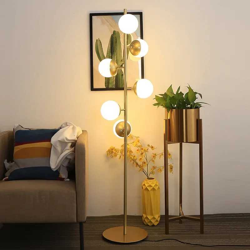 Post Modern Corner Floor Lamp Vertical Bar Glass Ball Floor Lamps for Living Room Nordic Decoration Home Designer Light M251119