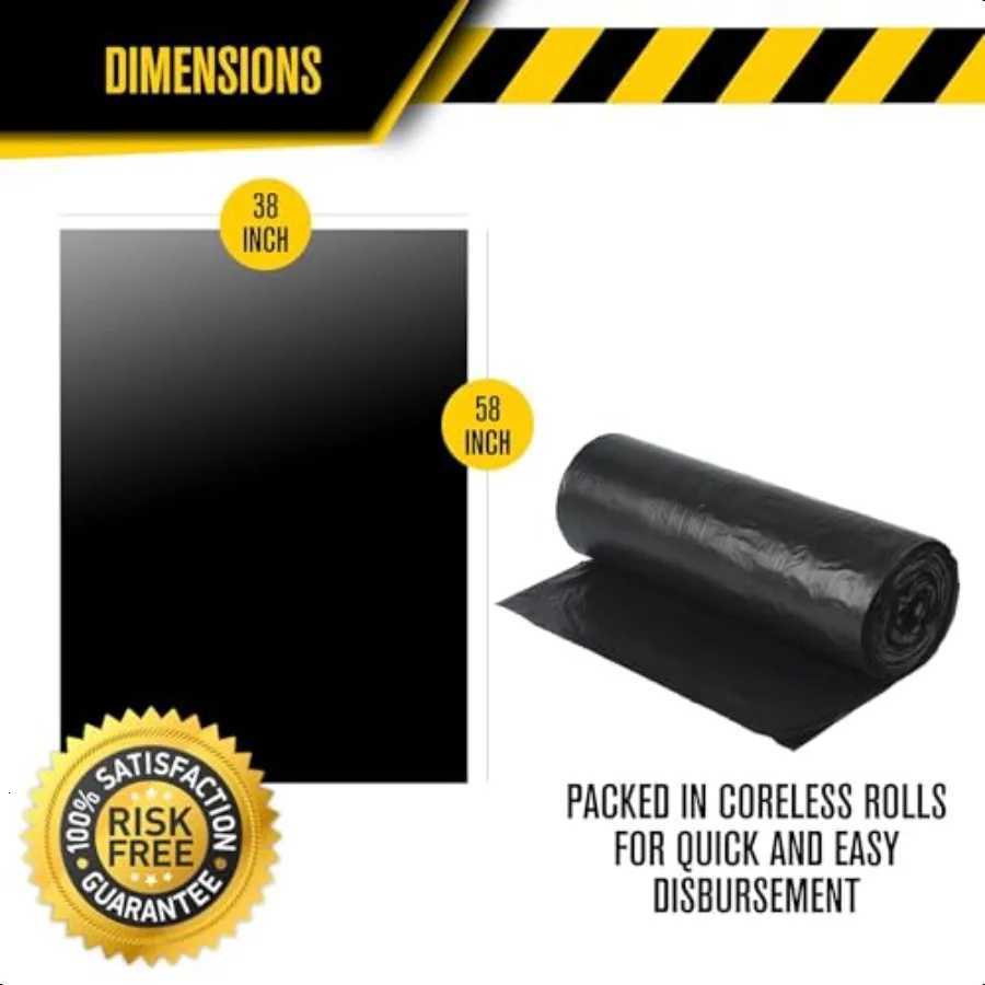 Heavy Duty 55 Gallon Contractor Bags 40 Count IL 38 x 58 Large Black Plastic Trash Can Liners 5560 Gal Garbage Bag Drum Liners C251119