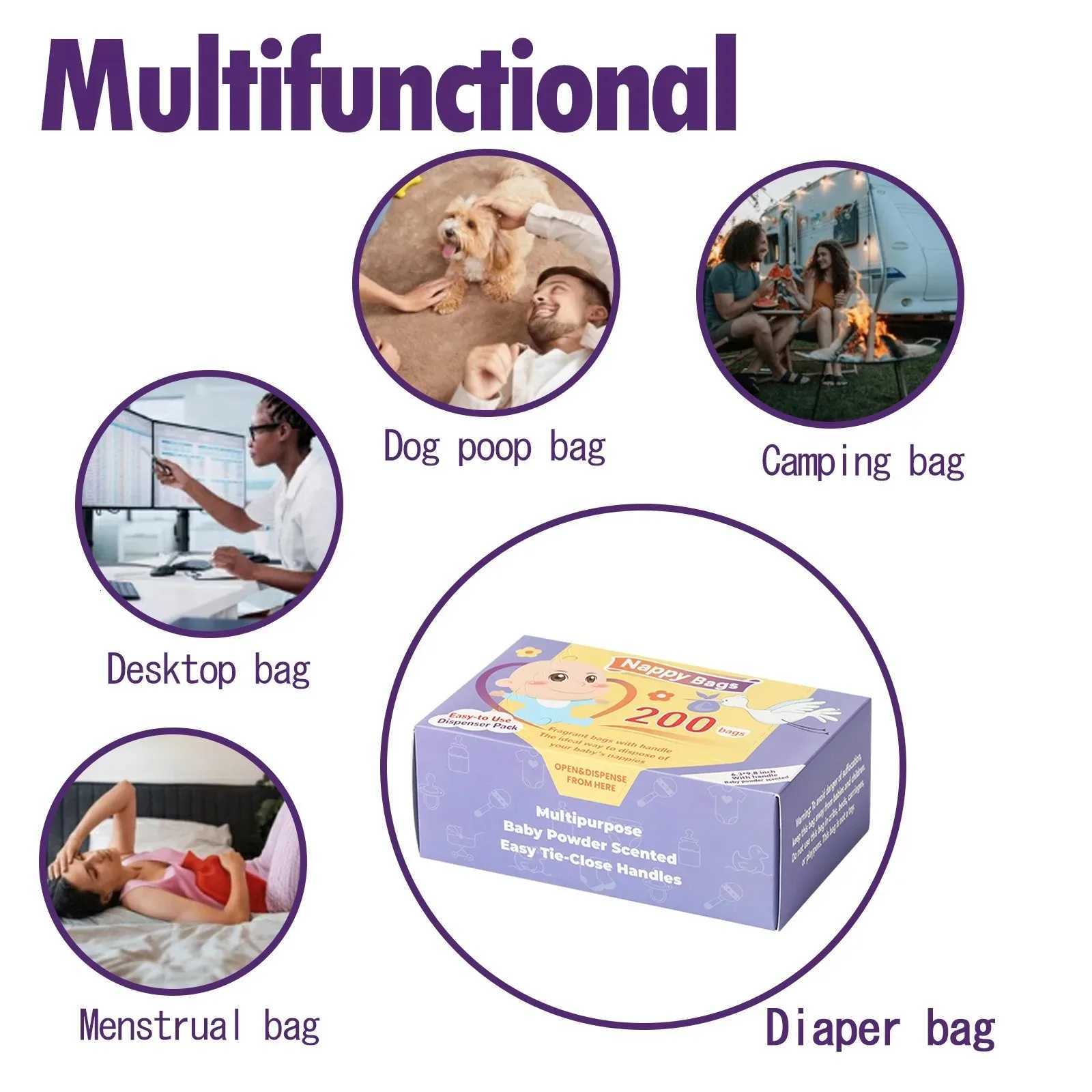 100/200pcs Portable Garbage Bag Disposable Nappy Bags Scented Hygiene Bags For Diaper Disposal Or Feminine Products C251119