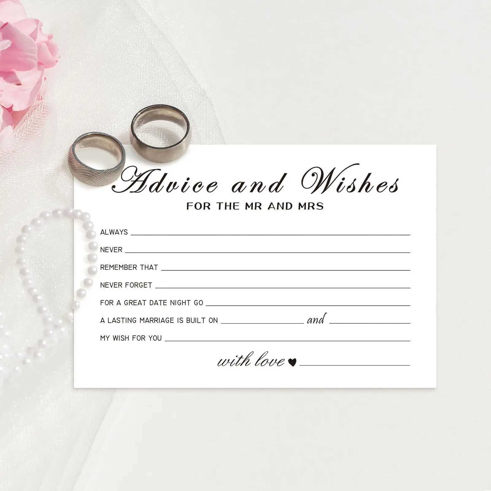 50Pcs Advice Cards Note Marriage Advice Reception Decor Wedding Well es Cards for Bride and Groom Newlyweds Bridal Shower G251119