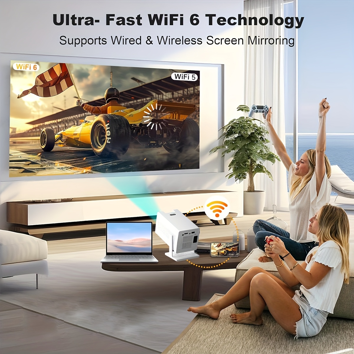 S320 PRO 4K Projector with Dual WiFi6 - High Brightness (180 ANSI) & Bluetooth 5.0 for Home Theater