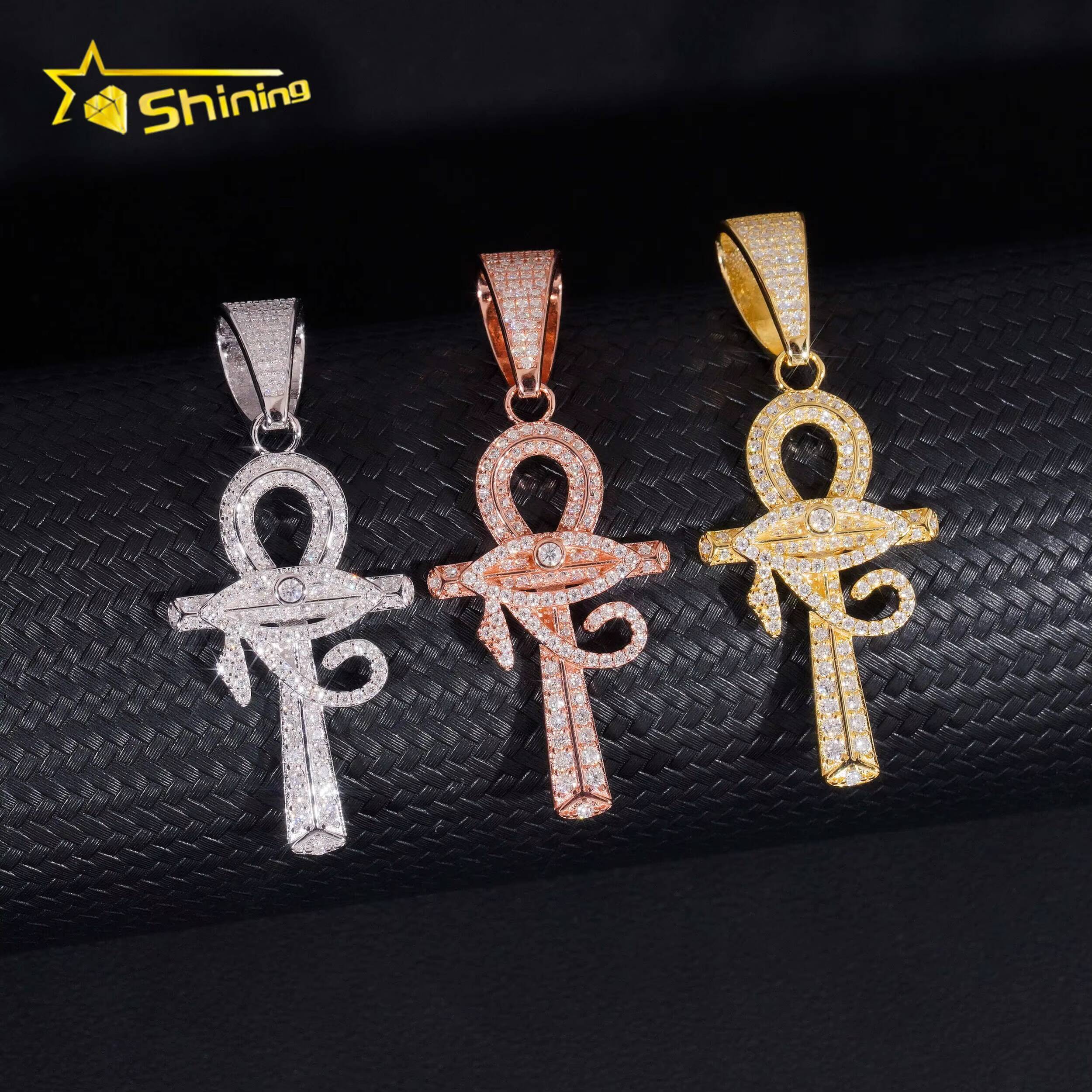 925 Sterling Silver Cross Pendant Necklace Jewelry Pass Diamond Tester Vvs Moissanite Mens Iced Out Charm Cross Pendant