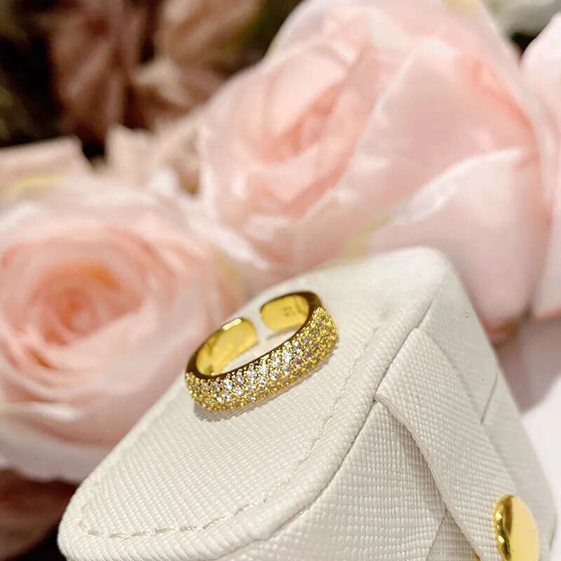 2026 INS Gold colored three rows full of diamonds Big Wedding Band Luxury Rings Set for Bridal Women Engagement Finger Party Gift Designer Jewelry - view 3