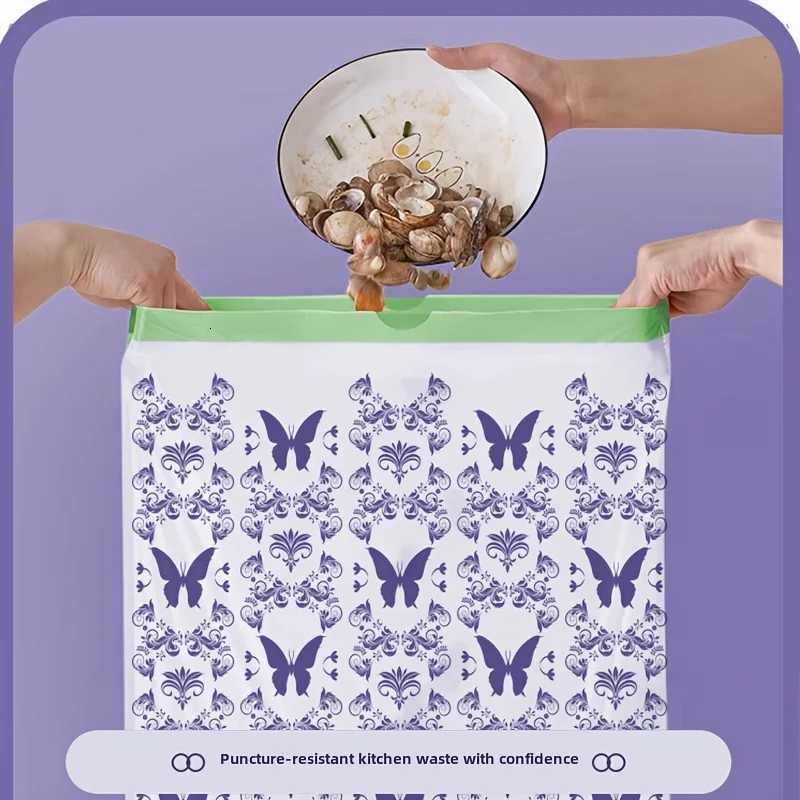 50pcs Large Capacity Lavender Drawstring Trash Bags with Handles for Kitchen Bathroom Bedroom Living Room C251119