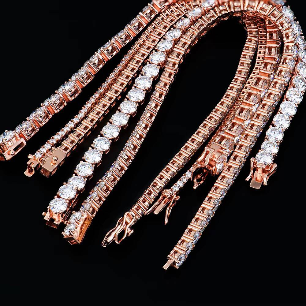 Moissanite Tennis Bracelet Rose Gold Plated 925 Sterling Silver D VVS Pass Diamond Test Hip Hop Trendy for Women Fine Jewelry