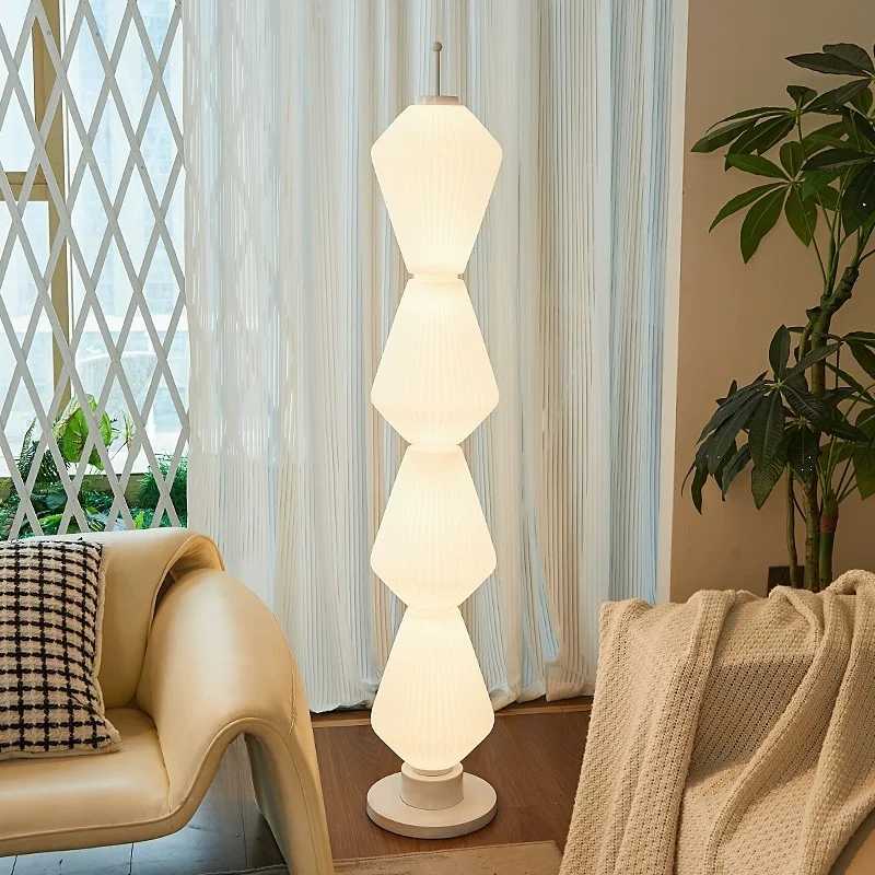 Modern Long Floor Lamp Nordic Minimalist standing lights Living Room sofa Study Bedroom Cream Lampshade Iron Base LED lighting M251119