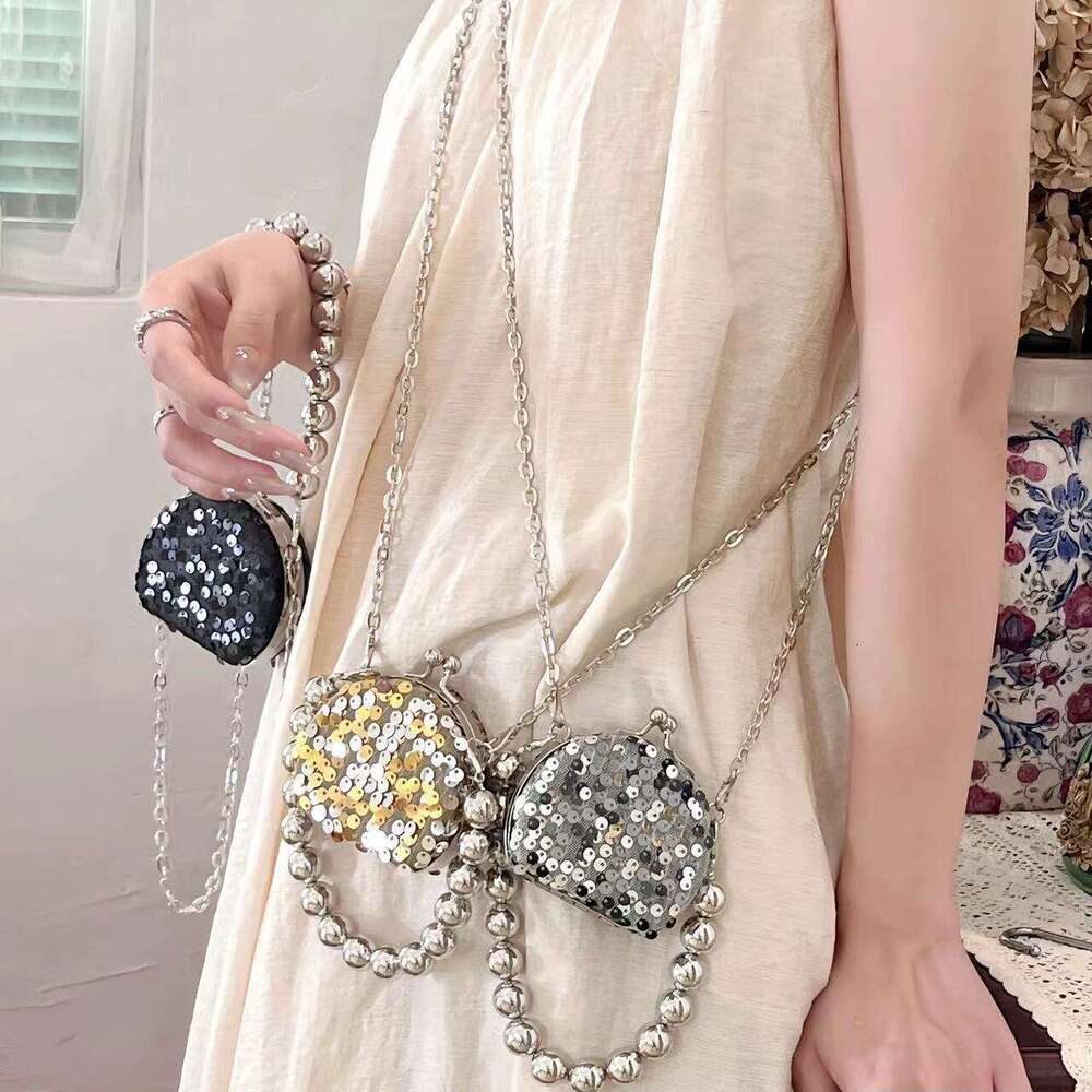 Fashionable luxurious sequin chain for women in 2025, new women's change lipstick bag, trendy and versatile one shoulder crossbody bag