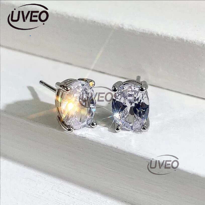 Choucong Drop Ship Top Sell Stud Earrings Moissanite Solitaire Simple Fashion Jewelry Sterg Sier Gold Fill Women Wedding Oval Dia Earring Gift