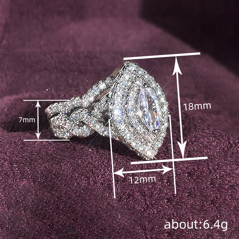 Sterg Sier Marquise Cut White Topaz CZ Eternity Wedding Band Ring for Women - Bohemian, Celtic, Asian & East Indian Styles