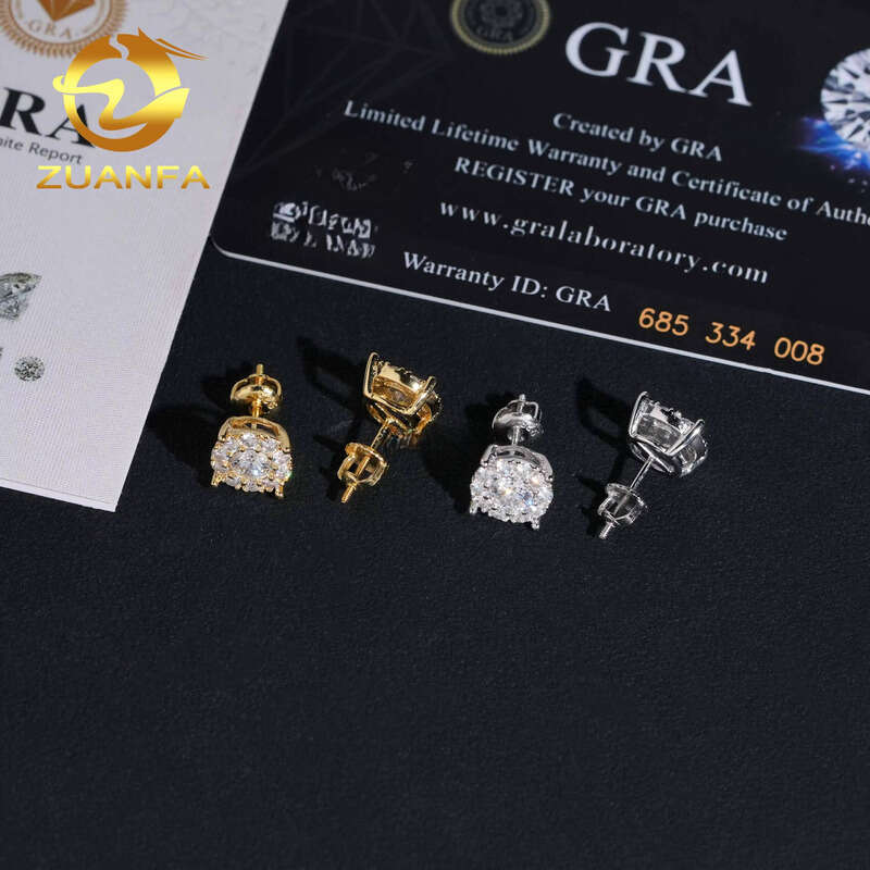 Loose Fashion Jewelry from American Warehouse Iced Out Hip Hop S Screw Back VVS1 Silicon Stone Earrings