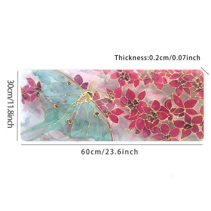 Pink Butterfly Flower Aesthetics Large Gaming Mouse Pad Office Desk Mat Computer Keyboard Pad Birthday Gift for Women GirlsM251119