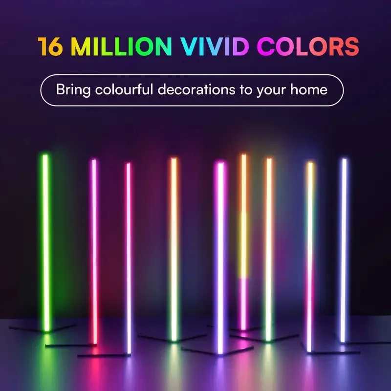 RGB LED Floor Lamp LED Corner Lamp Works Smart Modern Floor Lamp with Music Sync and 16 Million DIY Colors Floor Lamp M251119