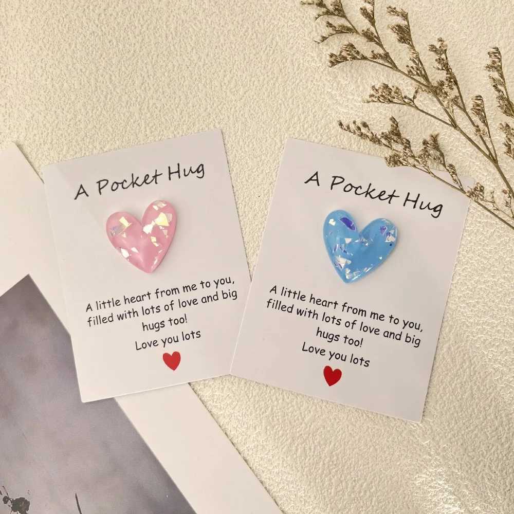 DIY heart pocket hug greeting card mini resin gift pun card write text to each other G251119
