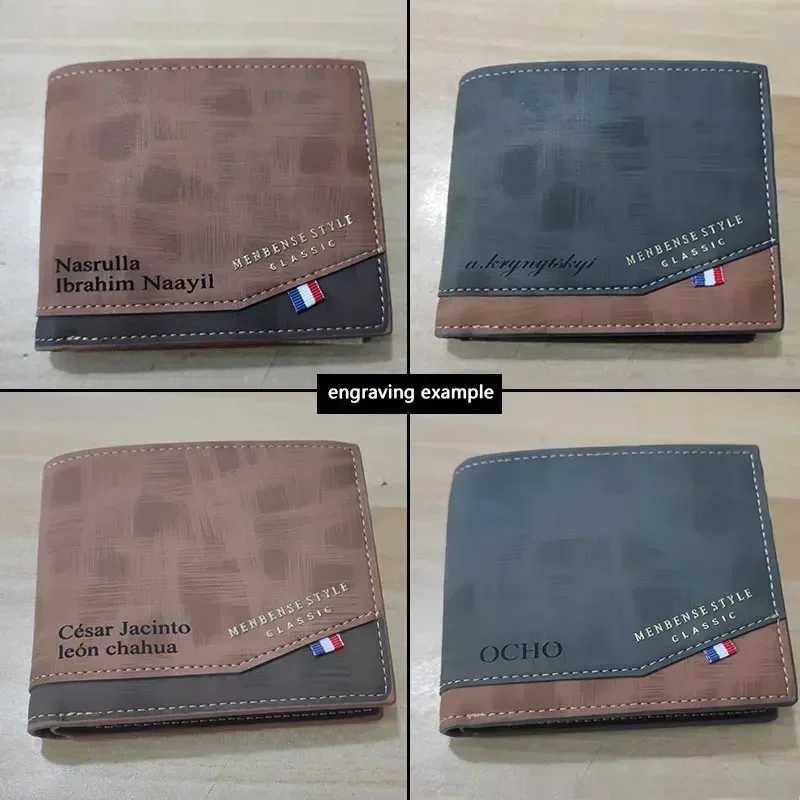 Free Engrave Coin Pocket Small Wallet Card Holder Frosted Men Purses Personalized Custom Name Gift for Christmas Men WalletsT251119