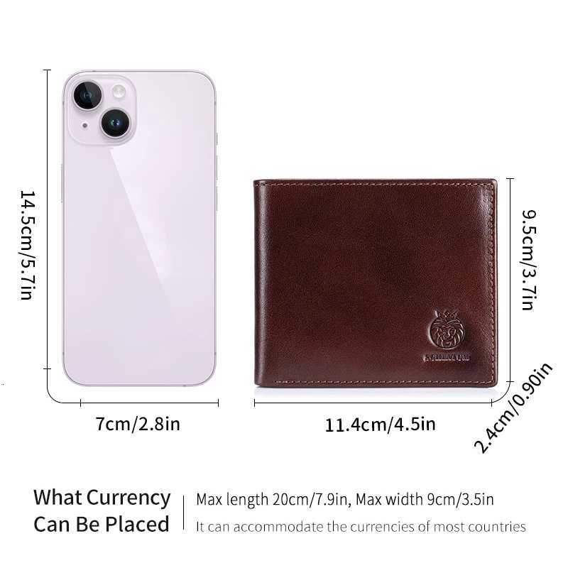 Genuine Leather Wallet for Men 9 Cards Mens Wallet Bifold Rfid Blocking with 2 ID Windows Card Holder WalletT251119