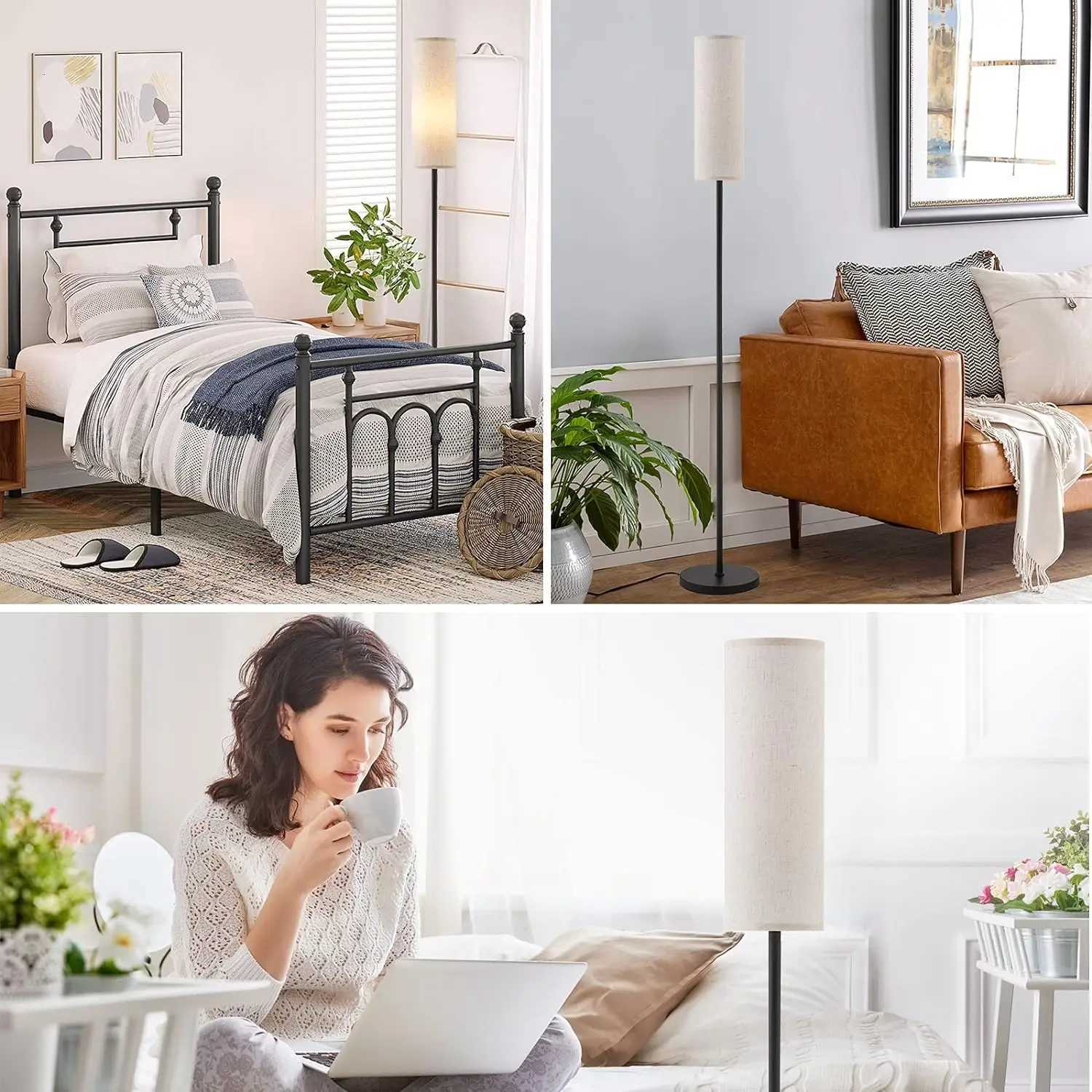 Floor Lamp for Living Room Modern Standing Lamps with Lampshade Lamp with Foot Switch for Living Room Bedroom Kids Room Office M251119