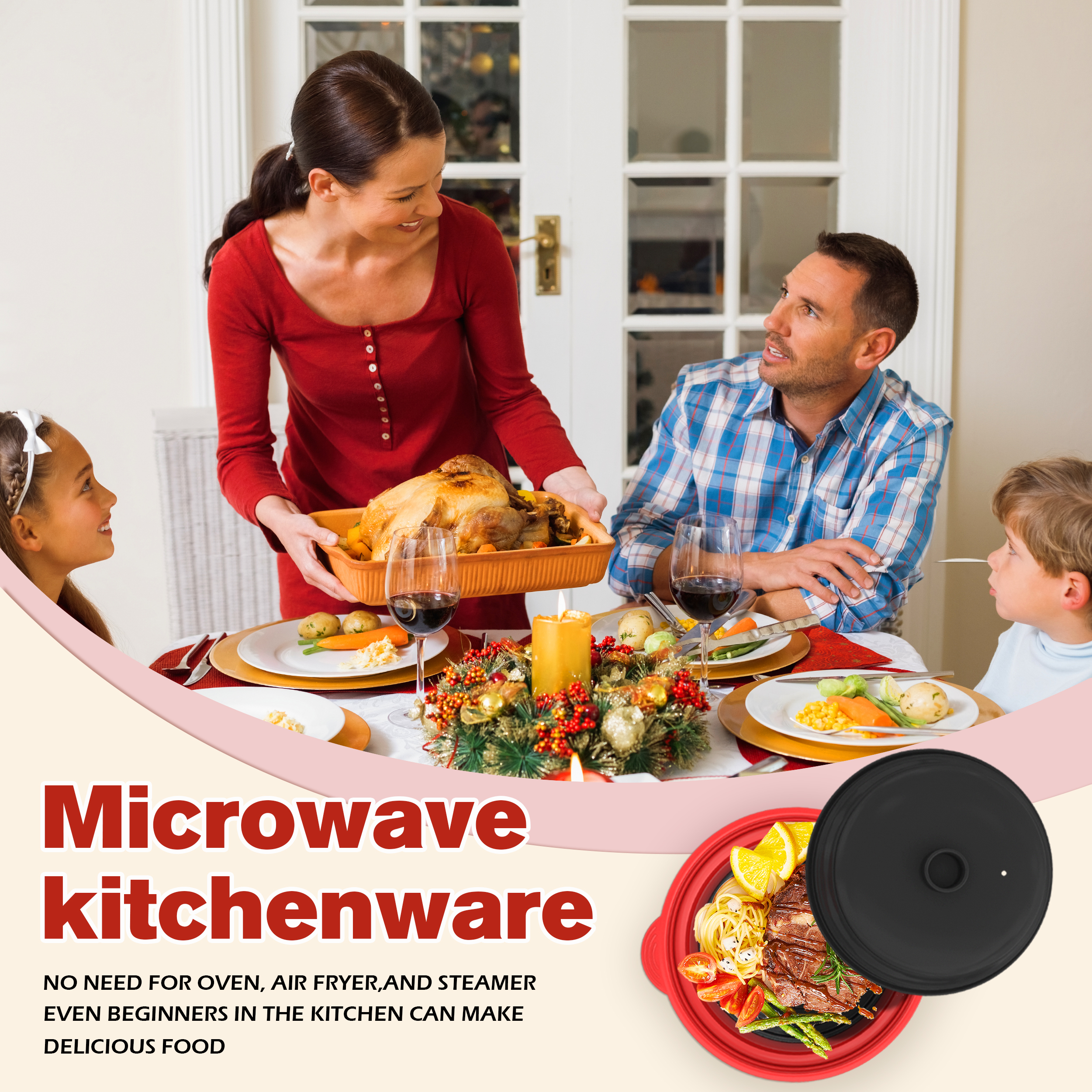 Multifunctional Microwave Silicone Folding Pan Kitchen Tool