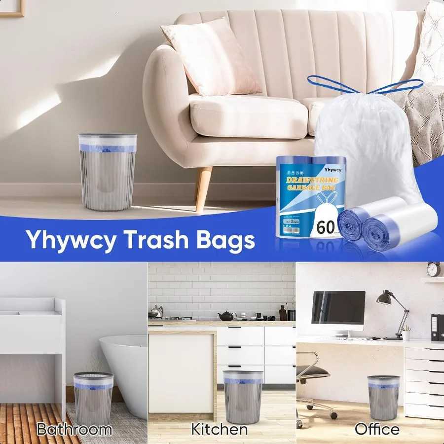 Trash Bag 8 Gallon Medium Drawstring Garbage Bags for 8 Gallon Trash Cans Kitchen Bedroom Bathroom Living room Office Restauran C251119